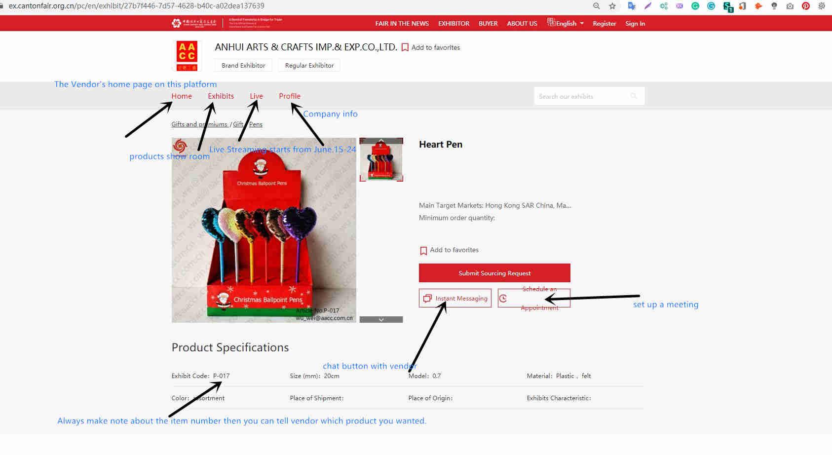 product detail page
