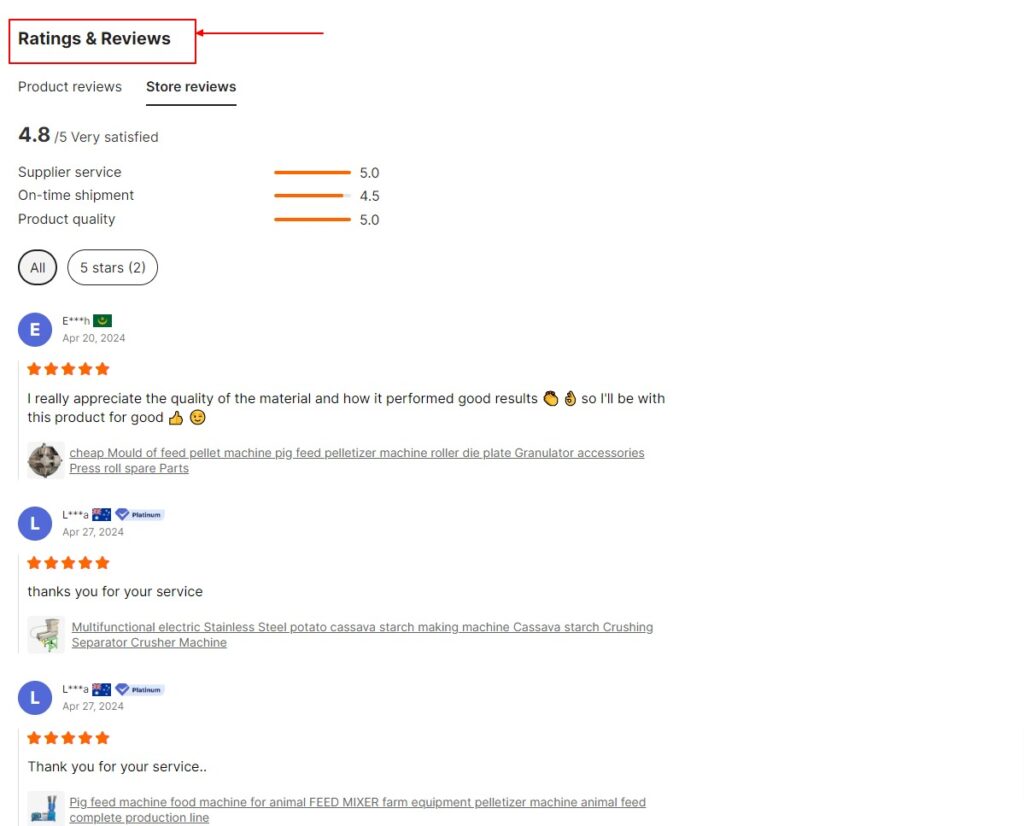 supplier ratings