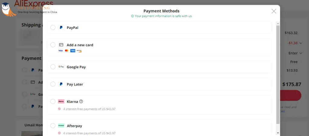 Accepted payment options