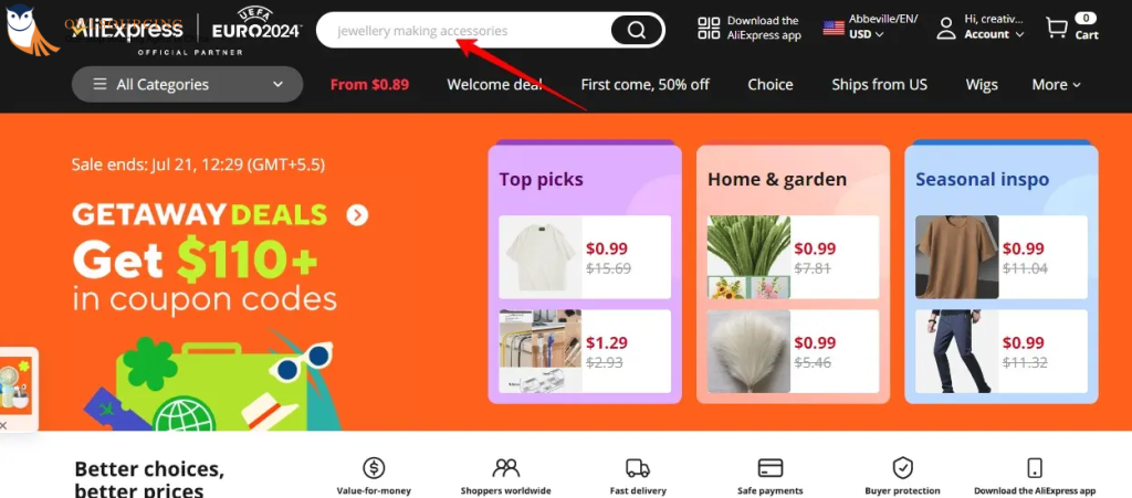filters to narrow down options